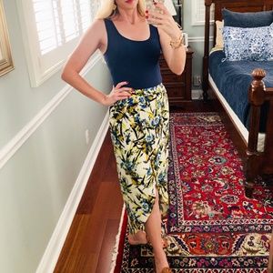 Floral faux wrap skirt